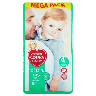 Tesco Loves Baby Ultra Dry Plenky 4+ maxi+ mega balení 50 ks