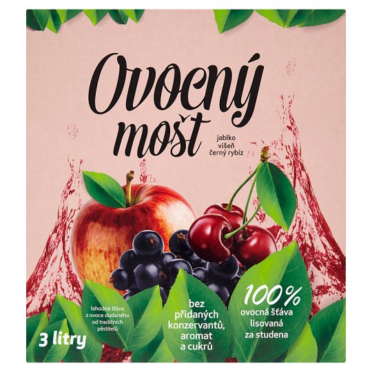 Ovocný mošt jablko višeň černý rybíz 3l