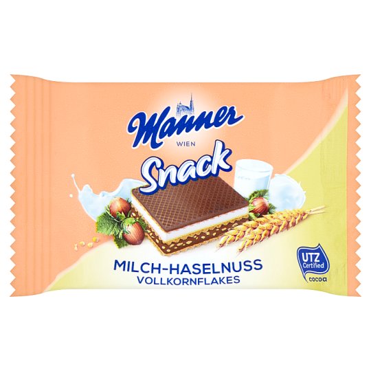 Manner Oplatky plněné mléčným krémem a lískooříškovým krémem 4 x 25g