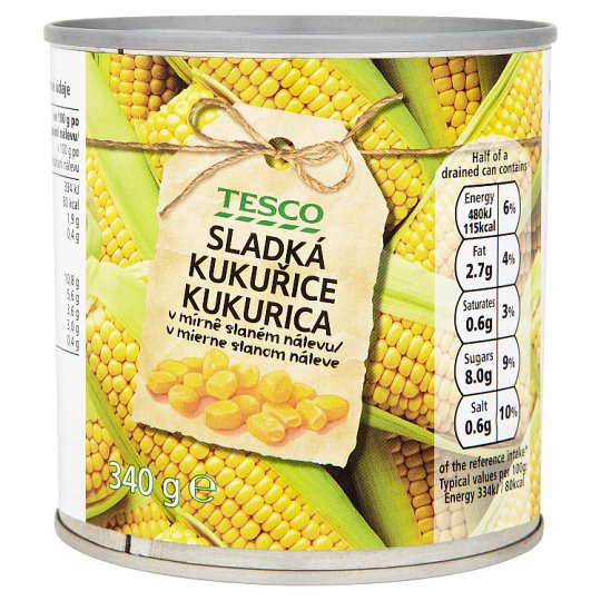 Tesco Sladká kukuřice v mírně slaném nálevu 340g