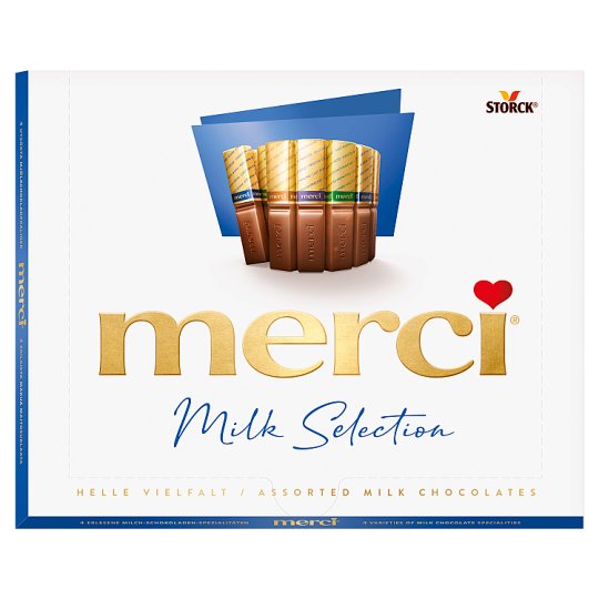 Storck merci 4 druhy mléčných čokoládových specialit 250g