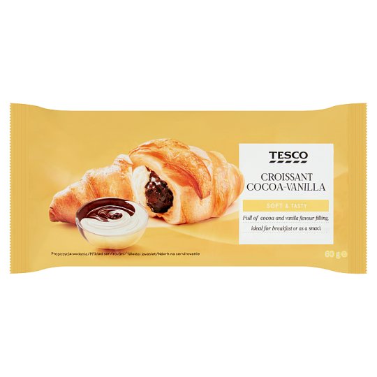 Tesco Croissant s kakaovou náplní a náplní s vanilkovou příchutí 60g