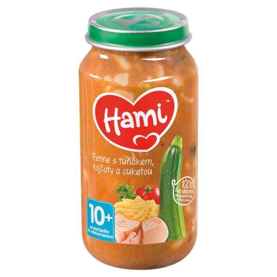 Hami masozeleninový příkrm Penne s tuňákem, rajčaty a cuketou od uk. 10. měsíce 250g
