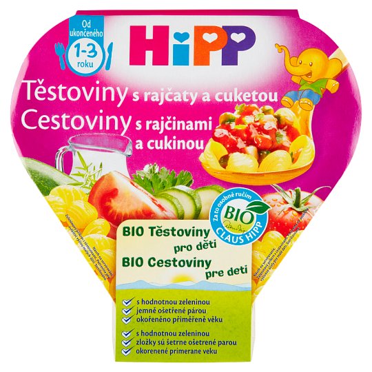 HiPP Bio Těstoviny s rajčaty a cuketou těstoviny pro děti 250g
