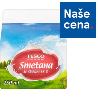 Tesco Smetana ke šlehání 33 % 250ml