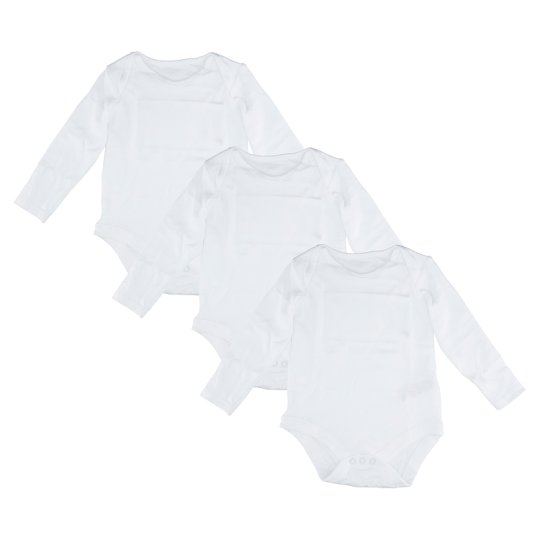 F&F 3 Pack Long Sleeved White Bodysuit Size Up To 3 Months Tesco