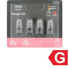 Tesco Home Halogenová žárovka 28W G9 teplé bílé světlo 4 ks