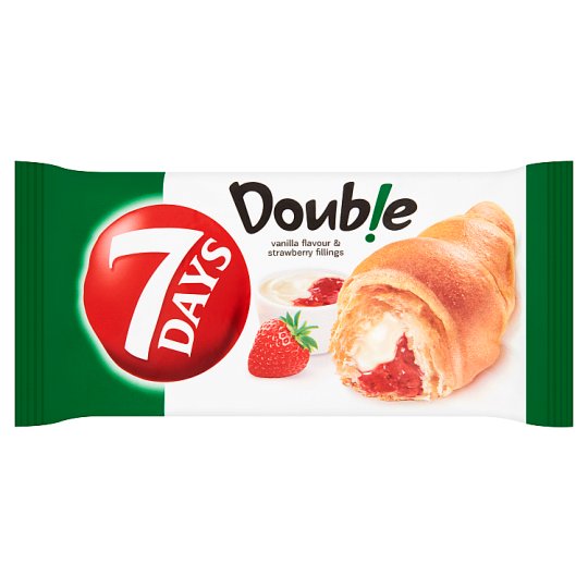 7 Days Double Croissant s náplní s vanilkovou příchutí a jahodovou náplní 60g