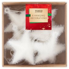 Tesco Fluffy Star Hanging Decoration 6 pcs