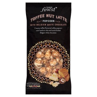 Tesco Finest Popcorn s kávovou příchutí s belgickou bílou čokoládou a lískovými ořechy 170g