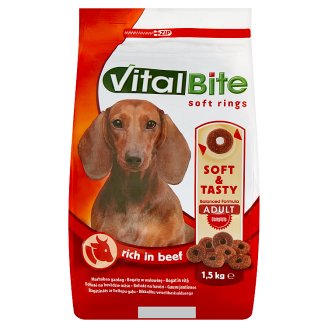 VitalBite Kompletní krmivo pro dospělé psy - poloměkké kroužky 1,5kg
