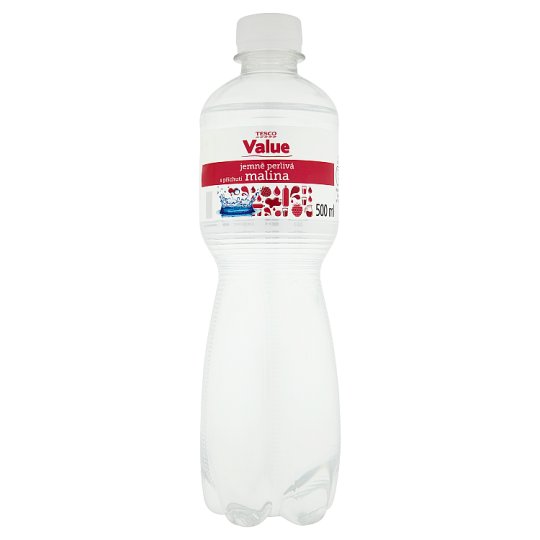 Tesco Value Drinking Carbonated Water Flavored with Raspberry 500ml