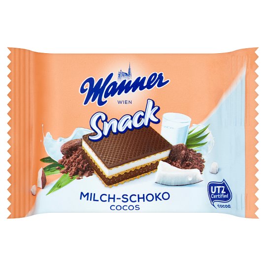 Manner Snack oplatky plněné čokoládově-kokosovým krémem a mléčným krémem 4 x 25g