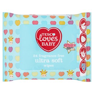 Tesco Loves Baby Ultra soft vlhčené ubrousky neparfémované 24 ks