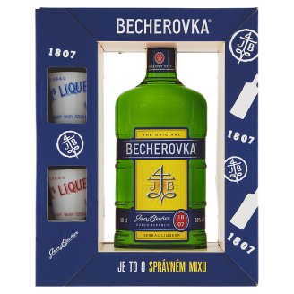 Becherovka Original Bylinný likér 50cl s 2 porcelánovými kalíšky