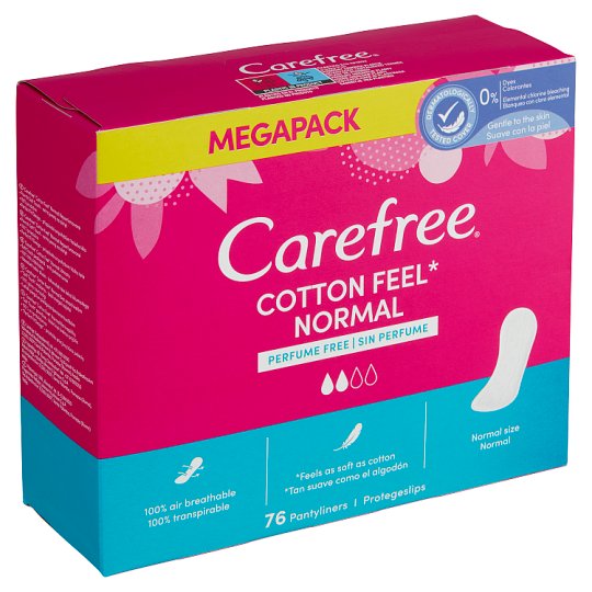 Carefree Cotton Feel Normal Pantyliners Perfume Free 76 pcs Tesco Groceries