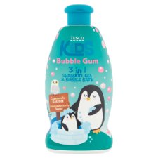 Tesco Kids 3 in 1 Shampoo, Gel & Bubble Bath Bubble Gum 500ml
