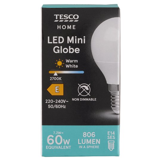 Tesco Home LED Mini Globe 7.2W E14 Warm White 1 pc Tesco Groceries
