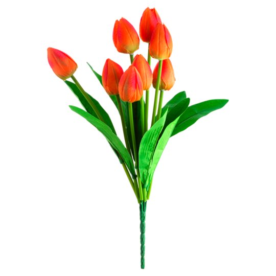 Jumi Bouquet of 9 Tulips, 40 cm High, Cream, Orange Color Tesco Groceries