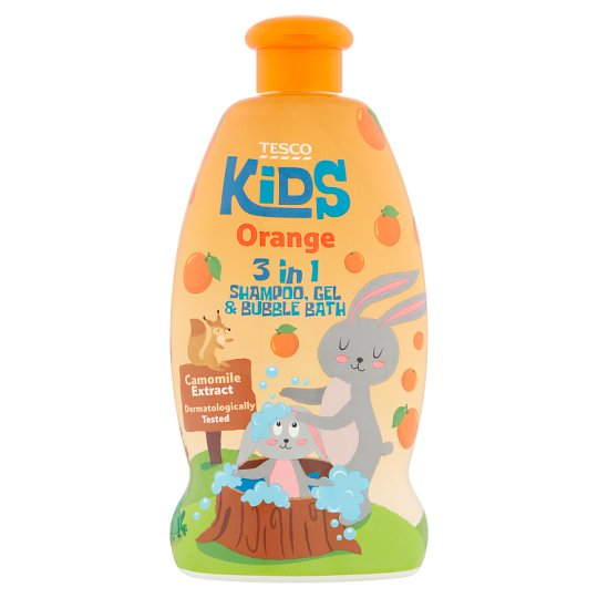 Tesco Kids Šampon, gel a pěna do koupele s vůní pomeranče 500ml
