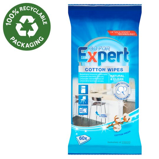 Go for Expert Cotton Fresh bavlněné univerzální vlhčené čisticí ubrousky 60 ks