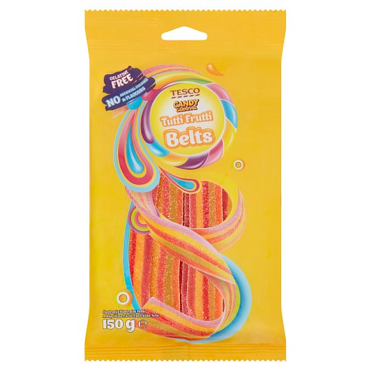 Tesco Candy Carnival Tutti Frutti Belts Jelly with Fruit Flavours 150g