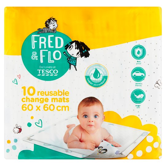 image 1 of Fred & Flo Reusable Change Mats 60 x 60 cm 10 pcs