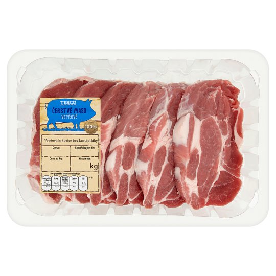 Tesco Čerstvé maso vepřová krkovice bez kosti plátky 0,800kg
