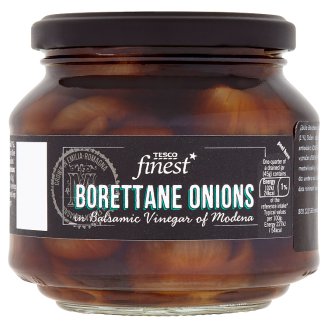 Tesco Finest Cibule Borettana v balzamikovém octu z Modeny s extra panenským olivovým olejem 300g