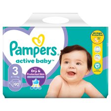 Pampers Active Baby Nappies Size 3 X90, 6kg-10kg