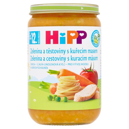 HiPP Bio zelenina a těstoviny s kuřecím masem 220g