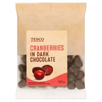 Tesco Kandované klikve v hořké čokoládě 100g