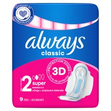 Always Classic Long Sanitary Towels (Size 2) Wings X9