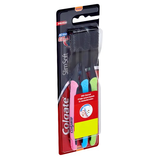 Colgate Slim Soft Charcoal měkký zubní kartáček 3 ks
