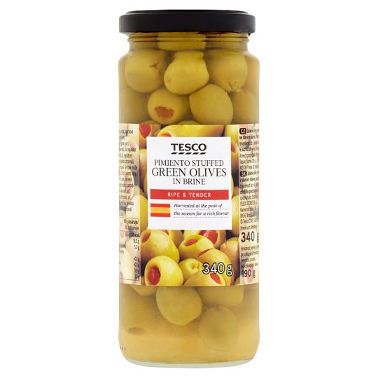 Tesco Green Olives Stuffed with Pepper Paste in Brine 340g