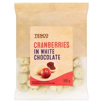Tesco Kandované klikve v bílé čokoládě 100g