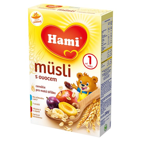 Hami müsli s ovocem se 7 cereáliemi od uk. 12. měsíce 250g
