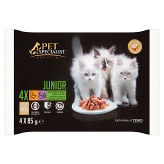 Tesco Pet Specialist Premium Junior s kuřecím a krůtím v omáčce 4 x 85g