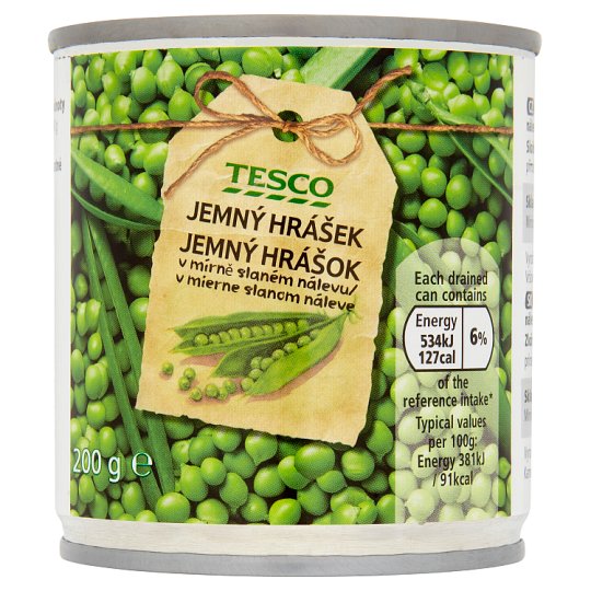 Tesco Jemný hrášek v mírně slaném nálevu 200g