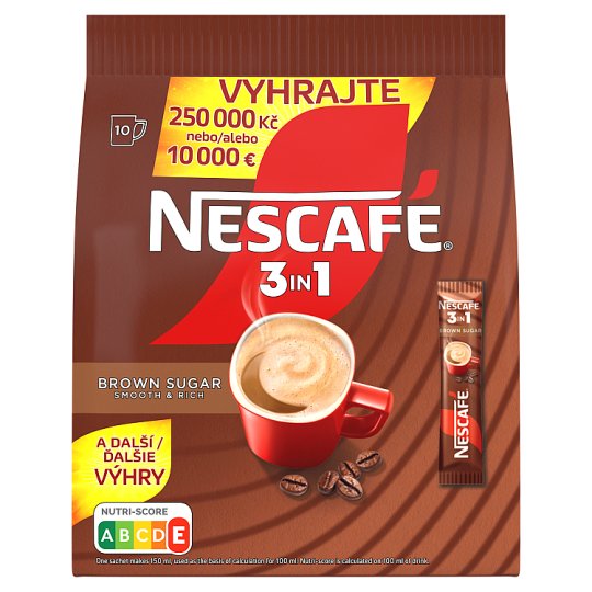NESCAFÉ 3in1 Brown Sugar, instantní káva, 10 sáčků x 16,5g (165g)
