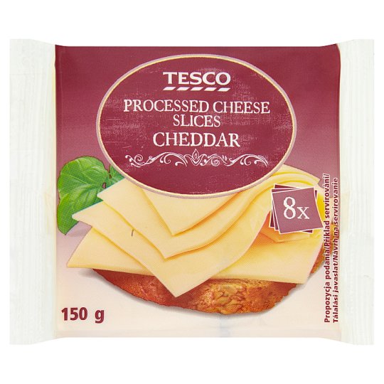 Tesco Processed Cheese Slices Cheddar 8 x 18.75g Tesco Groceries