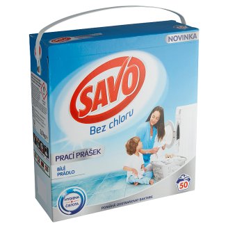Savo Bez chlóru White prací prášek na bílé prádlo 50 praní