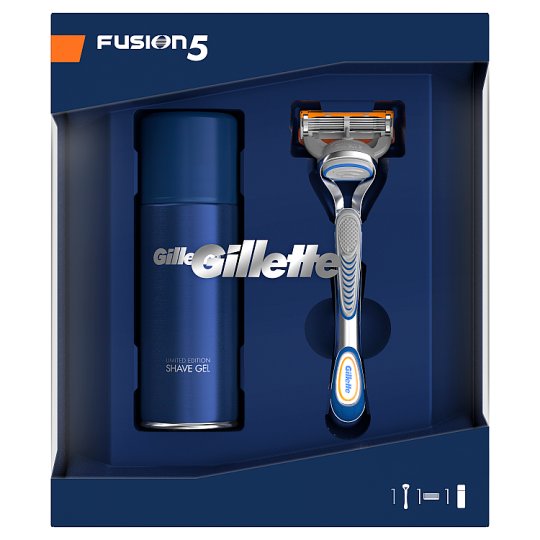 Gillette Dárkové Balení Fusion5 Holicí Strojek + Sensitive Gel Na holení