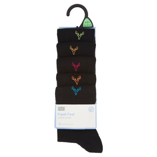 image 1 of F&F Men's Black Socks with Embroidery 5 pcs in Pack, 39-43, Black