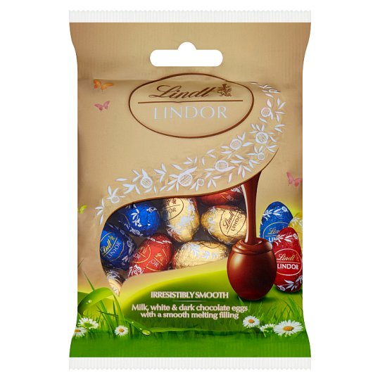 Lindt Lindor Milk White And Dark Chocolate Eggs With A Smooth Melting Filling 100g Tesco Groceries 5460