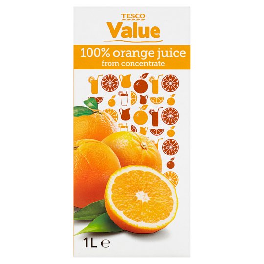 Tesco Value 100% pomerančová šťáva z koncentrátu 1l
