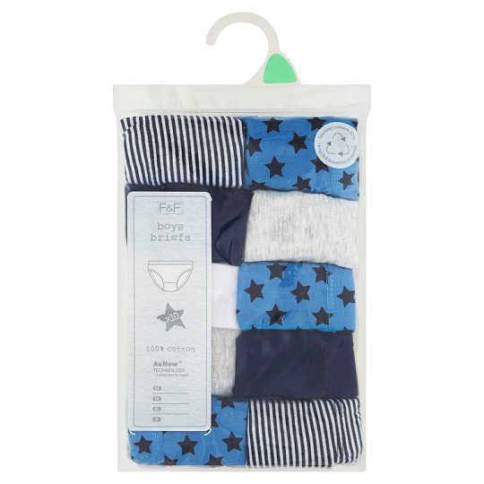 image 1 of F&F Boys Blue Star Brief 10 Pieces in a Pack, 7-8 Years, Blue
