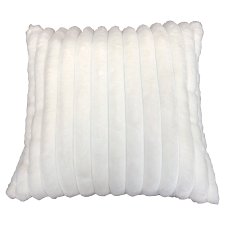 F&F Home Ribbed Faux Fur White polštář 50 cm x 50 cm