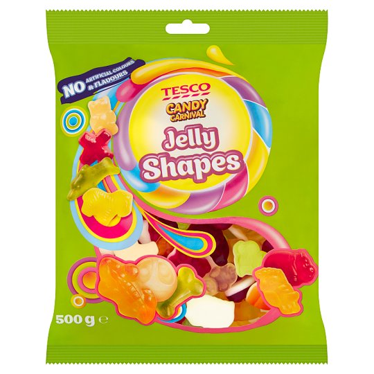 Tesco Candy Carnival Jelly Shapes želé s ovocnými příchutěmi 500g