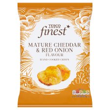 Tesco Finest Mature Cheddar and Red Onion Flavour Potato Crisps 150g